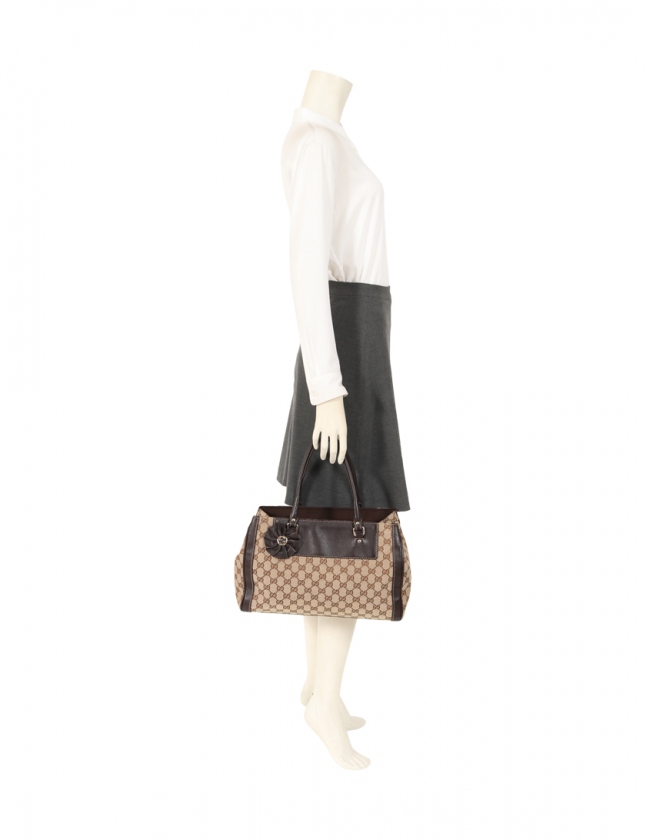 グッチ GUCCI ハンドバッグ GGキャンバス ベージュ 茶 190246 