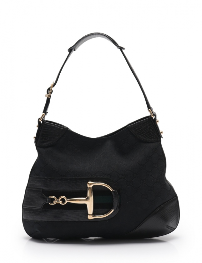 グッチ GUCCI ショルダーバッグ ホースビット 黒 137388 キャンバス