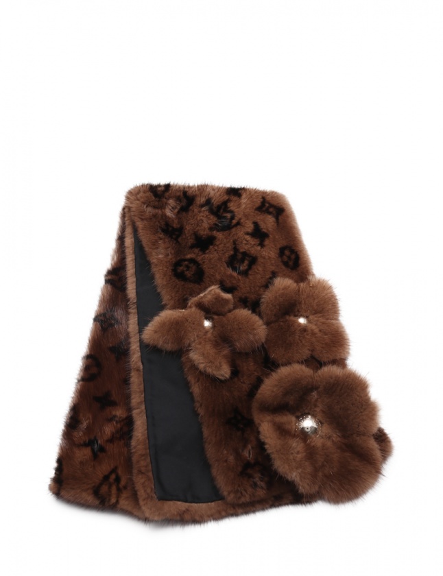 ルイヴィトン LOUIS VUITTON マフラー エシャルプ ミンク モノグラム 