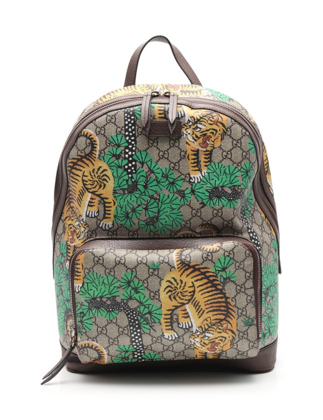 グッチ GUCCI バックパック リュック GGスプリーム ベンガル 茶 黄 緑 
