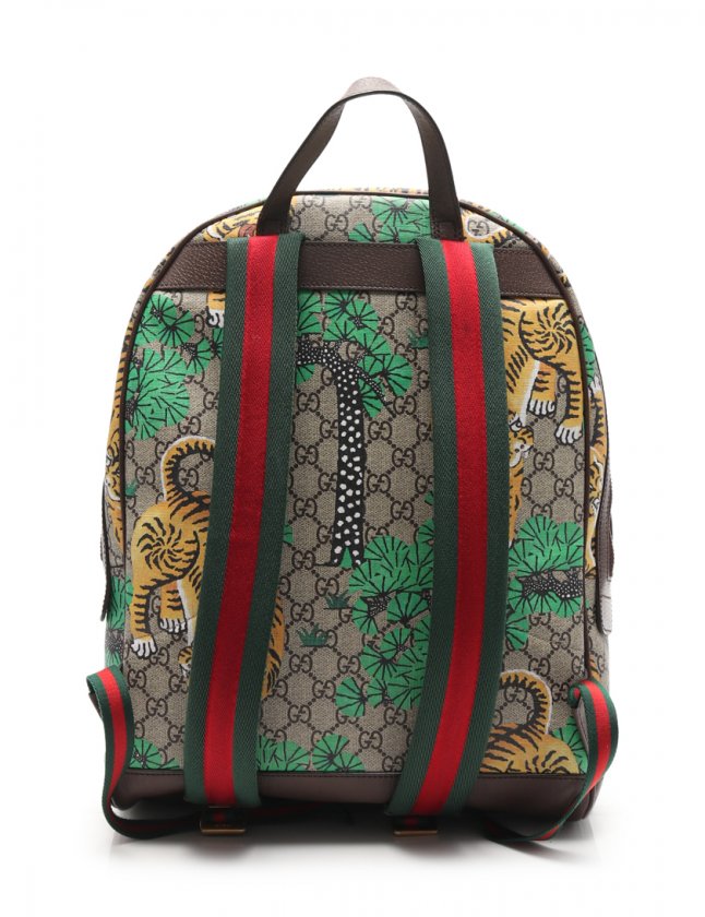グッチ GUCCI バックパック リュック GGスプリーム ベンガル 茶 黄 緑