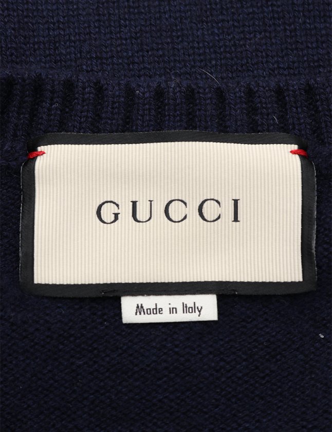 グッチ GUCCI ニット セーター ウェブ インターシャ ネイビー