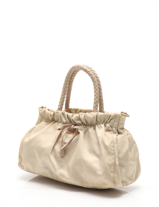 プラダ PRADA ハンドバッグ ショルダーバッグ ベージュ ナイロン
