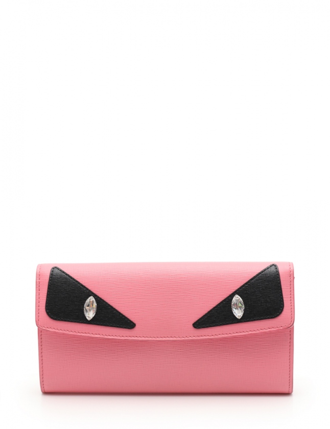 フェンディ FENDI 二つ折り長財布 モンスター バッグバグズ ピンク 