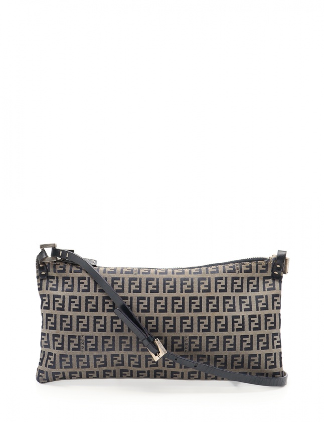 フェンディ FENDI ショルダーバッグ ズッカ柄 グレー 青 キャンバス 