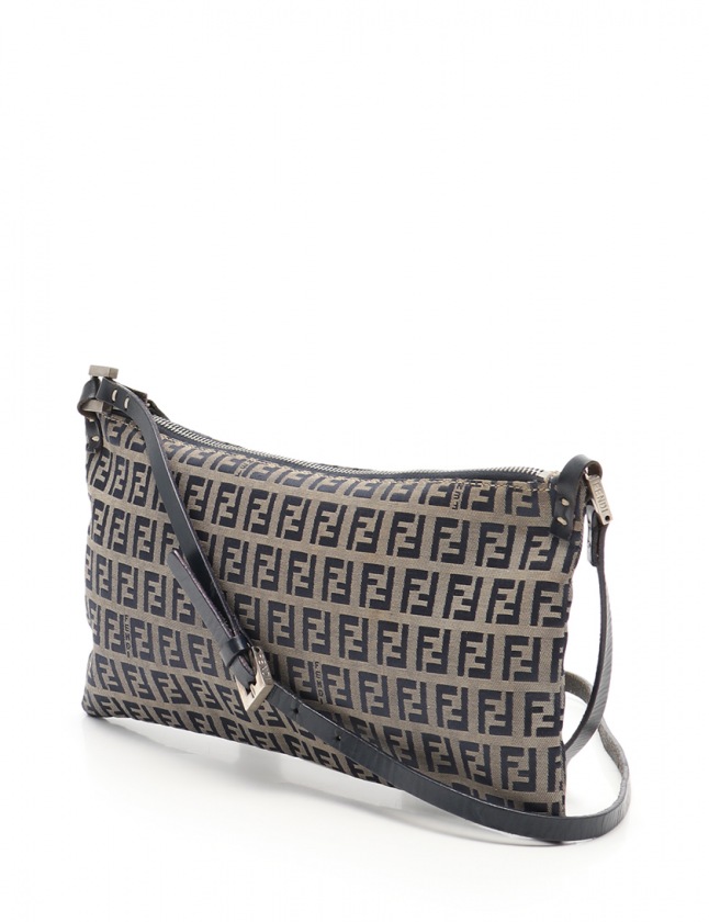 フェンディ FENDI ショルダーバッグ ズッカ柄 グレー 青 キャンバス 