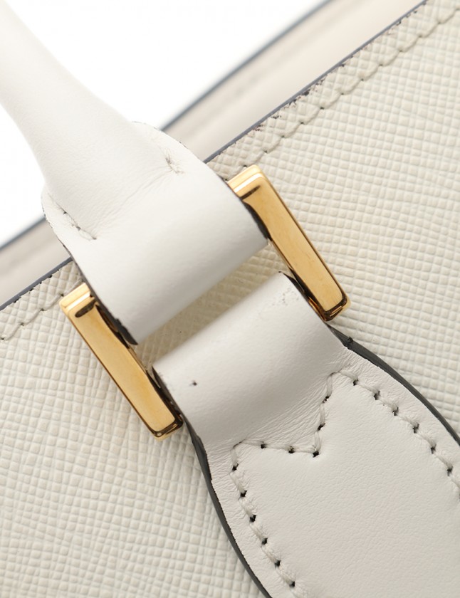 PRADA プラダ サフィアーノ 2WAYハンドバッグ ホワイト 1BA113 PRADA 1BA113 Handbag Saffiano 2 Way Leather White Plain Used