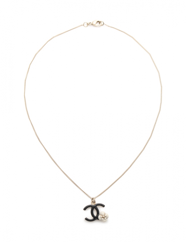 シャネル CHANEL ネックレス ココマーク カメリア ゴールド 黒 