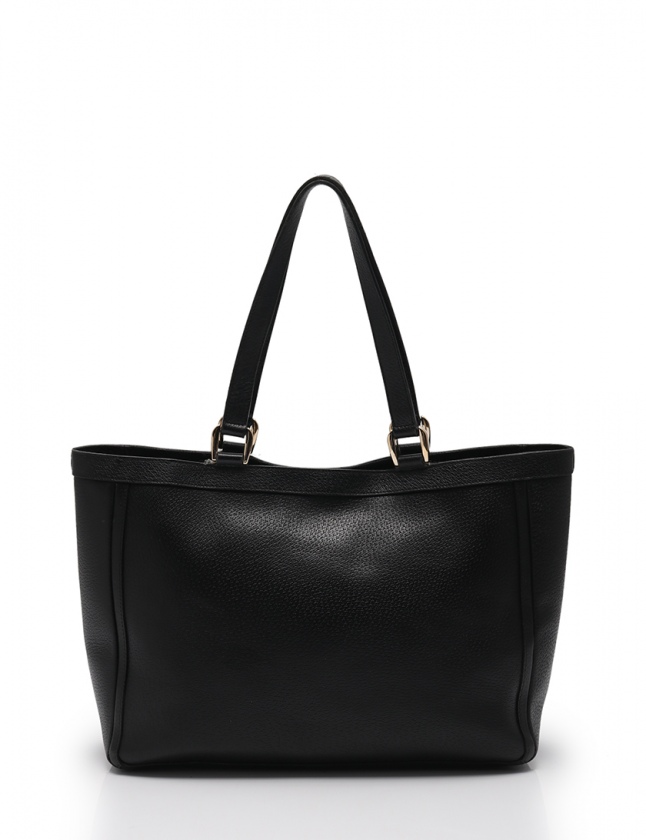 グッチ GUCCI トートバッグ GGキャンバス アビー 黒 レザー レディース