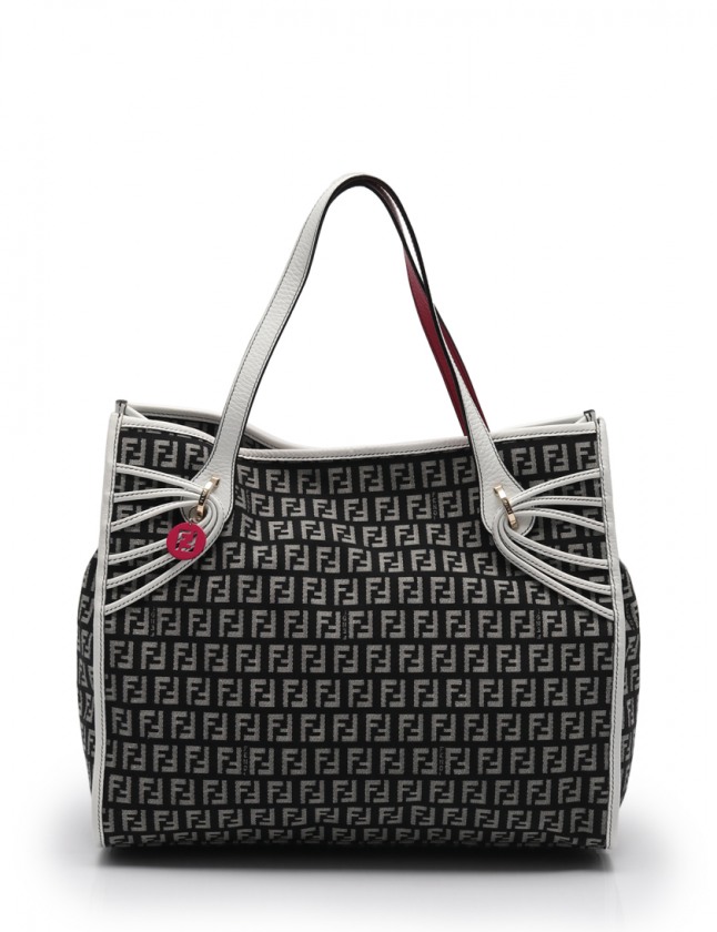 フェンディ FENDI トートバッグ ズッキーノ 黒 グレー 白 8BH153 