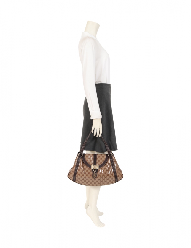 グッチ GUCCI トートバッグ GGクリスタル 茶 181476