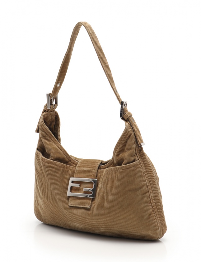 フェンディ FENDI ショルダーバッグ カーキ コーデュロイ レディース 
