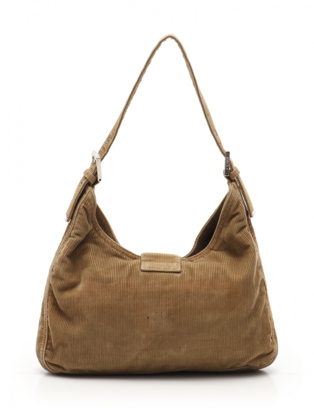 FENDIカーキ コーデュロイ ショルダーバッグ