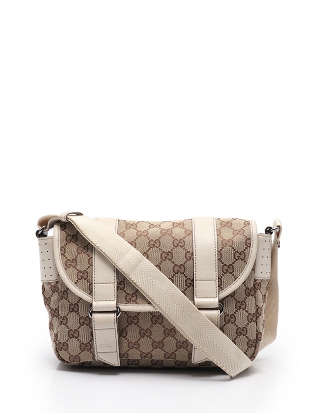 グッチ GUCCI ショルダーバッグ GGキャンバス ベージュ 白 145858 