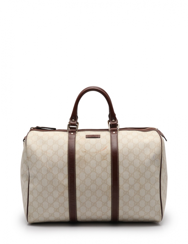 グッチ GUCCI ボストンバッグ GGスプリーム アイボリー ベージュ 茶 