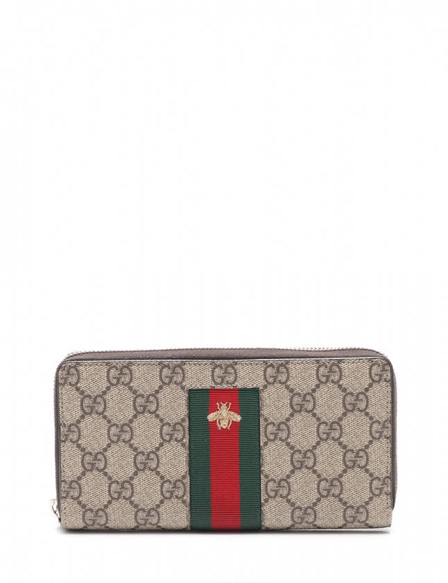 グッチ GUCCI ラウンドファスナー長財布 GGスプリーム 茶 小物 PVC  