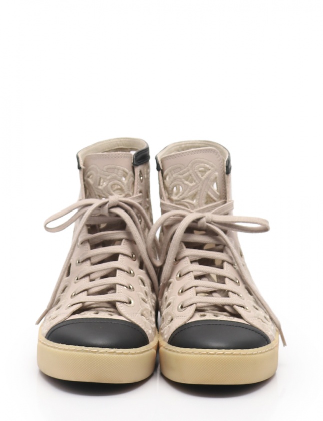 CHANEL ハイカットスニーカー ベージュ/黒 CHANEL ハイカットスニーカー ベージュ/黒