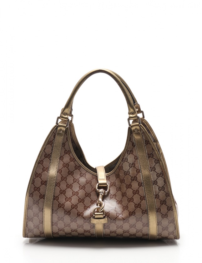 グッチ GUCCI ショルダーバッグ GGクリスタル 茶 ゴールド 203494 
