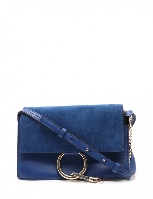 クロエ CHLOE ショルダーバッグ フェイ 青 レザー スエード FAYE 