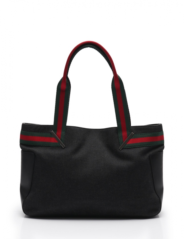 グッチ GUCCI トートバッグ シェリーライン 黒 73983 デニムキャンバス 