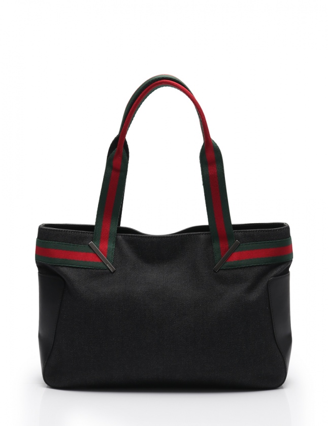 グッチ GUCCI トートバッグ シェリーライン 黒 73983 デニムキャンバス 