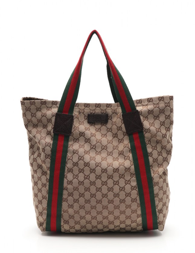 グッチ GUCCI トートバッグ GGキャンバス シェリーライン ベージュ 