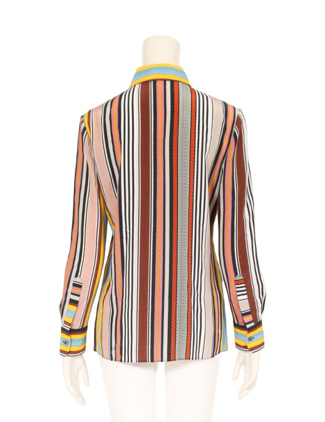 トリーバーチ TORY BURCH シャツブラウス 白 黒 マルチカラー 2 