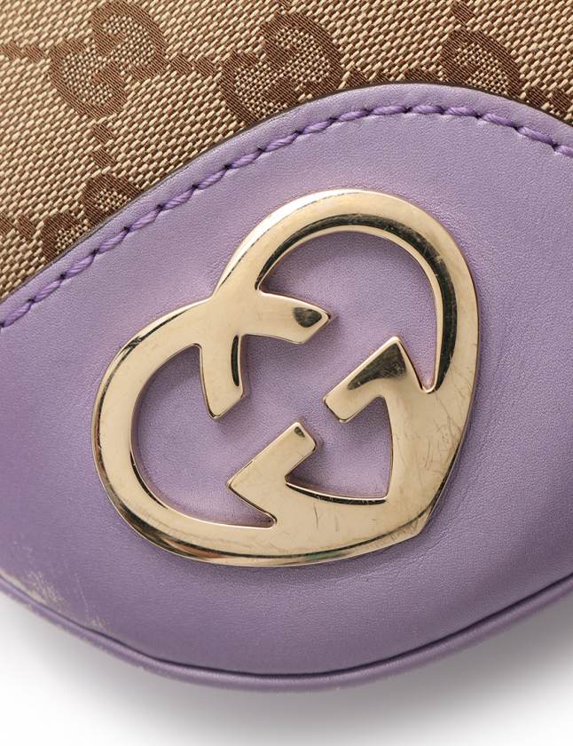 GUCCI GGロゴ ショルダーバッグ ベージュ・ラベンダー　紫 グッチ GUCCI ショルダーバッグ GGキャンバス ラブリー ベージュ