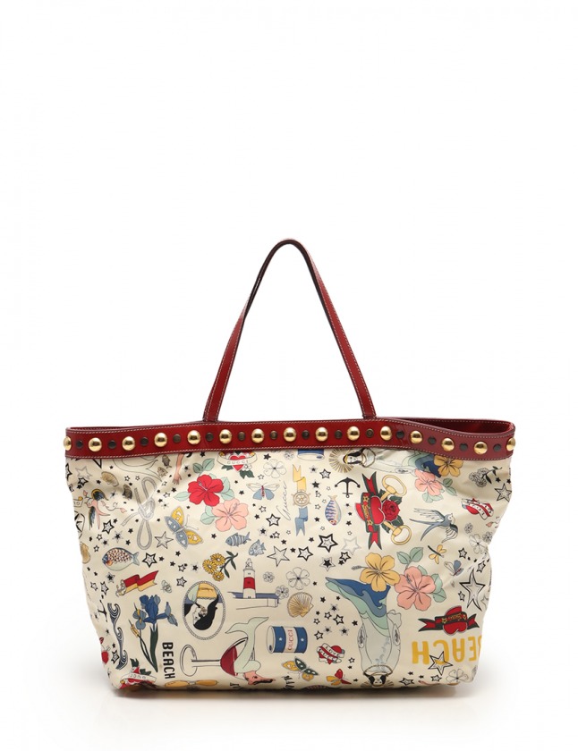 グッチ GUCCI トートバッグ ビーチショッパー 赤 アイボリー