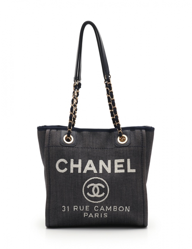 シャネル Chanel トートバッグ ドーヴィルpm ダークネイビー デニム レザー ゴールド金具 レディース 114 ベクトルパーク