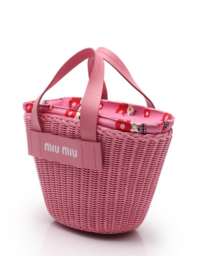 ミュウミュウ miumiu ハンドバッグ かごバッグ ウィッカー ショルダー