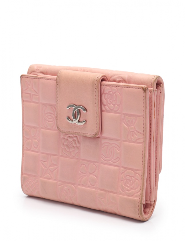 CHANEL 二つ折り財布 ピンク レザーアイコン 【公式通販】