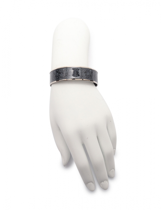 エルメス HERMES ブレスレット バングル エマイユGM 黒 シルバー