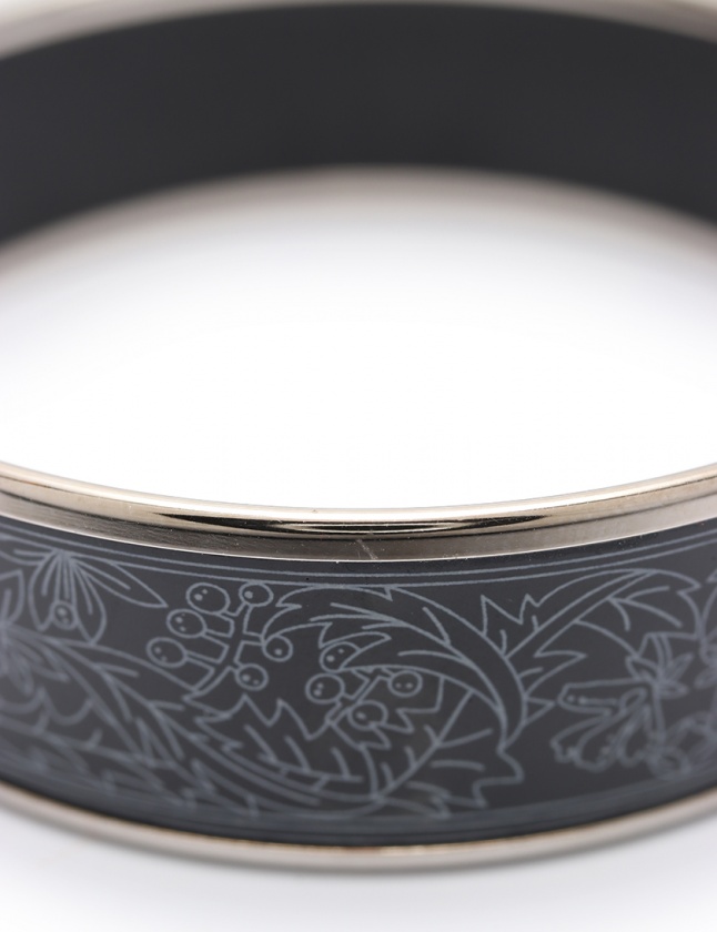 エルメス HERMES ブレスレット バングル エマイユGM 黒 シルバー