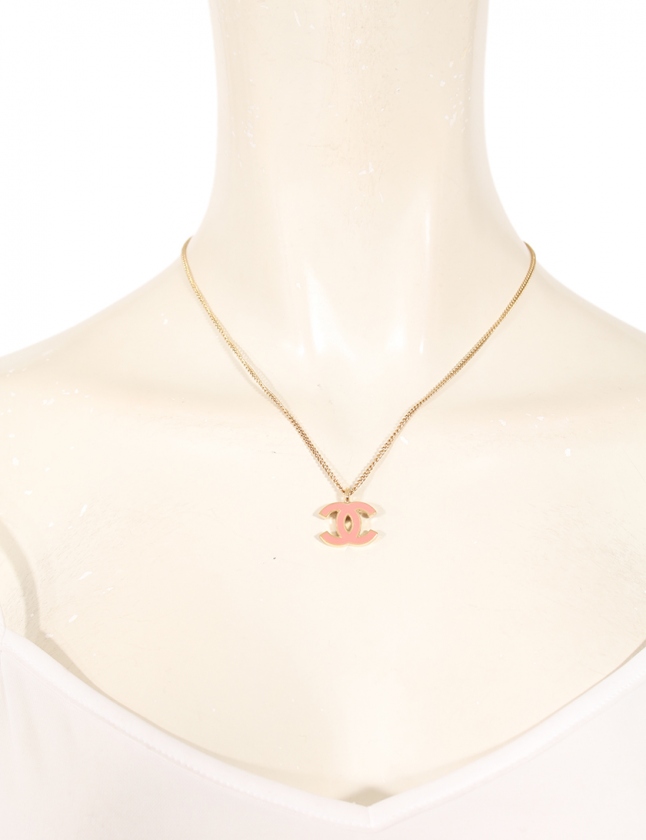 シャネル CHANEL ネックレス ココマーク ゴールド ピンク アクセサリー 