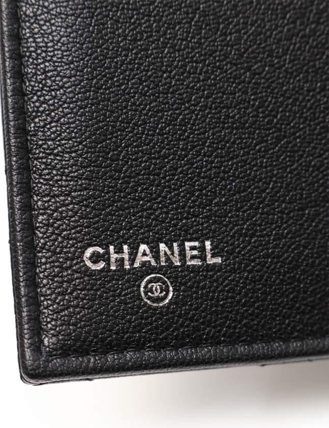 シャネル CHANEL 三つ折り財布 マトラッセ ダブルココ 黒 小物