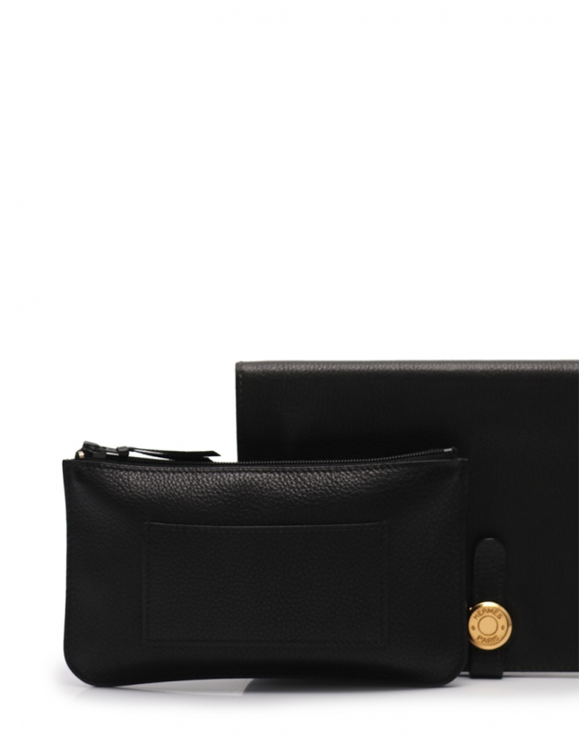 エルメス HERMES 二つ折り長財布 ドゴンGM 黒 小物 エバーカラー □B 
