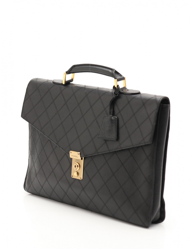 シャネル CHANEL ビジネスバッグ ブリーフケース ワイルドステッチ 黒