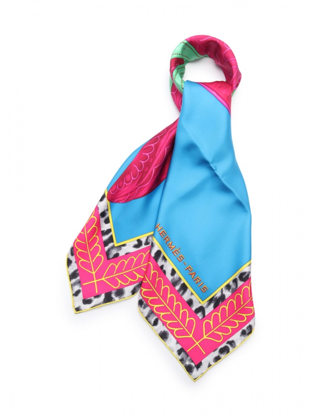 HERMES カラフルシルクスカーフ HERMES◇スカーフ/シルク/PNK/レディース