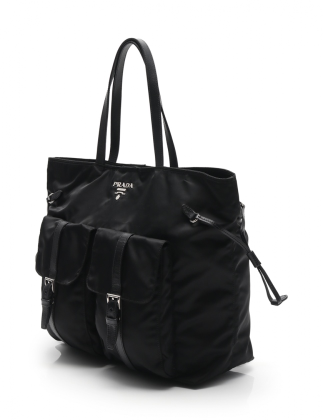 【美品】　PRADA プラダ　トートバッグ　ブラック　ナイロン　レザー 中古・古着通販】PRADA (プラダ) ナイロンレザートートバッグ