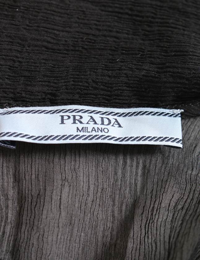 プラダ PRADA シャツブラウス シャツ 黒 40 トップス 長袖 無地 S 