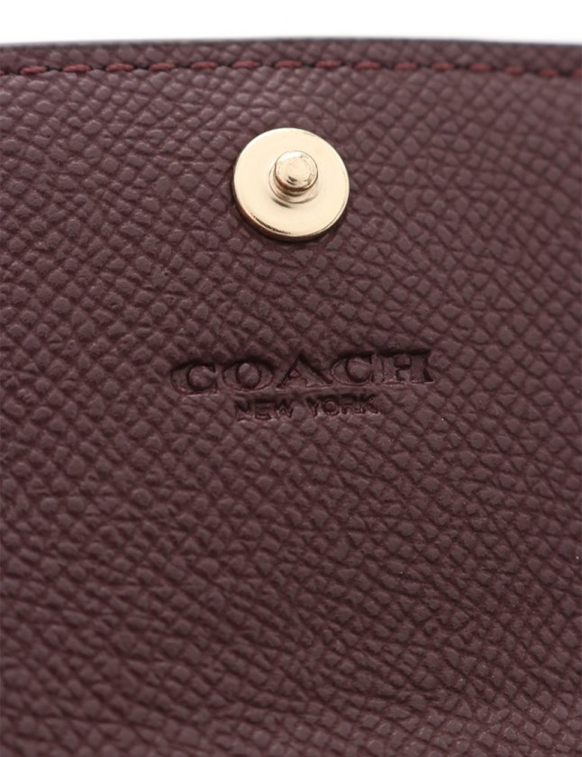 コーチ COACH 二つ折りコンパクト財布 ボルドー 小物 レザー F54843