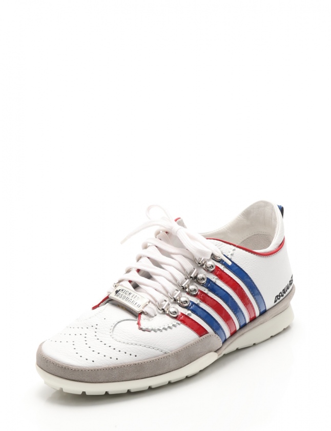 ディースクエアード DSQUARED2 スニーカー ローカット白 青 赤 43 