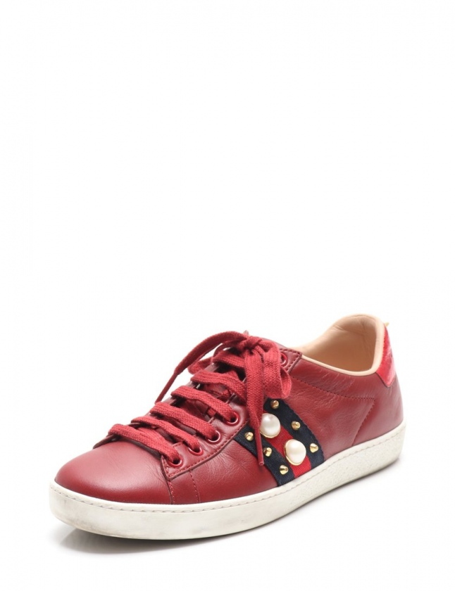 グッチ GUCCI スニーカー ローカット 赤 マルチカラー 36 シューズ 