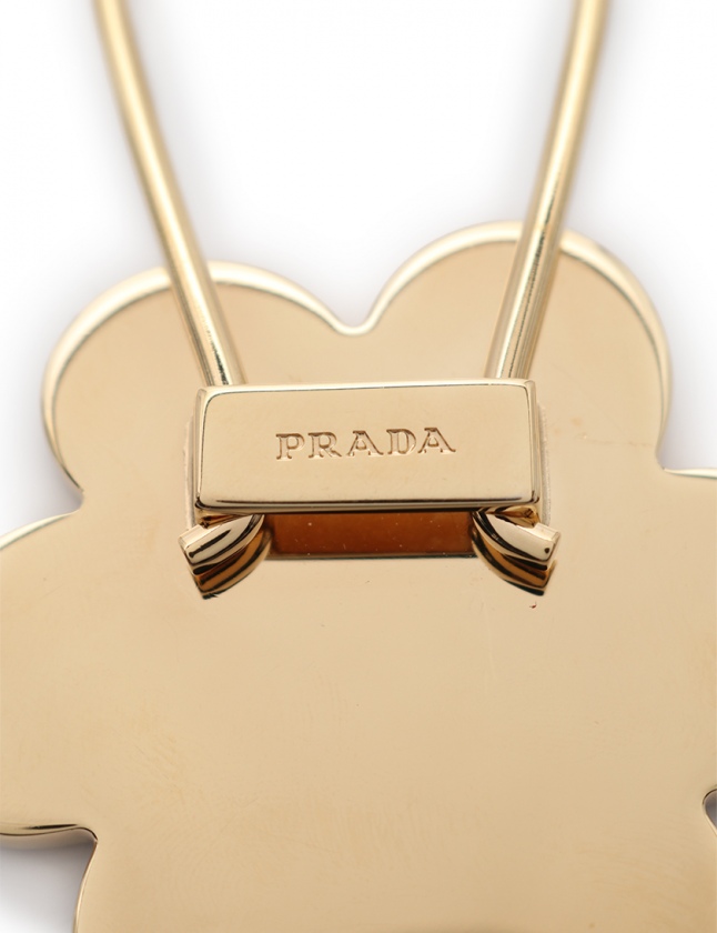 PRADA チャーム ホワイト メタルリング付 Teddy キーチェーン チャーム | PRADA