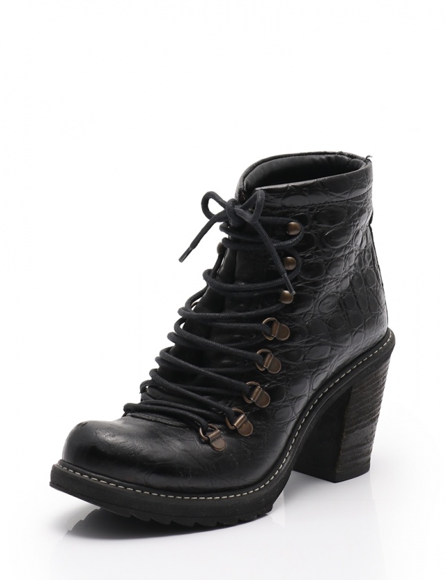 ディーゼル DIESEL ブーツ レースアップ 黒 37 シューズ 24cm レザー 