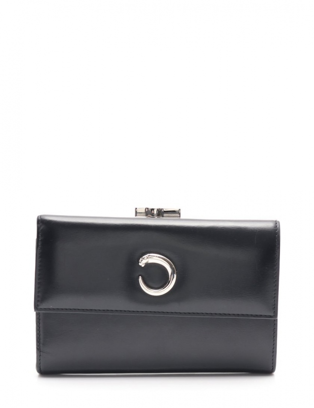 [最終値下げ]Cartier ブラックレザー 三つ折り財布 Cartier カルティエ 財布 ブラック パンテール レザー 3つ折り