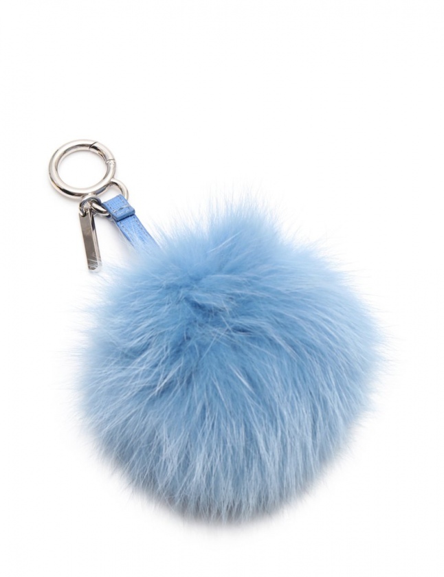 フェンディ FENDI バッグチャーム ポンポン 水色 小物