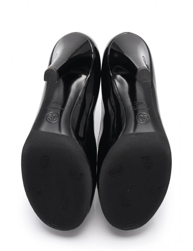 シャネル CHANEL パンプス ココマーク 黒 37.5 シューズ 24cm G31145