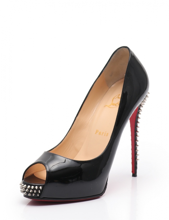 クリスチャンルブタン Christian louboutin オープントゥパンプス 黒  